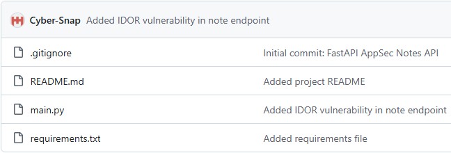 Secure notes application project screenshot from GitHub